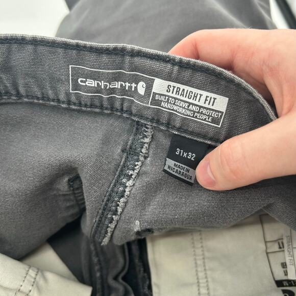 Men's Shadow Grey Carhartt Slim Tapered Rigby Dungaree Straight Fit Pants 31x32 - Picture 4 of 10